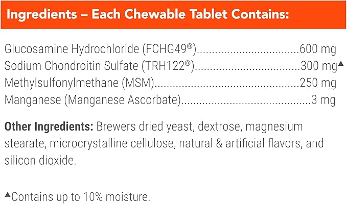 Nutramax Cosequin for Dogs Joint Health Supplement, Contains Glucosamine for Dogs, Plus Chondroitin and MSM, Supports Healthy Joints, Chewable Tablets, 250 Count