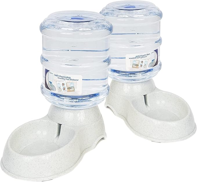 ZONETECH Pet Feeder Dispenser 2 Pack- Premium Quality Durable Self-Dispensing Gravity 1 Gallon Pet Food Bowl- Automatic Self Feeding for Cats and Dogs