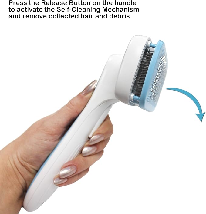 Pets First Premium Dog Brush & CAT Brush Self Cleaning Dog Slicker Hair Brush Easy to Clean Best Pet Grooming Brushes Shedding Grooming Tools for Dogs and Cats. Beautiful Gift for The Groomer!