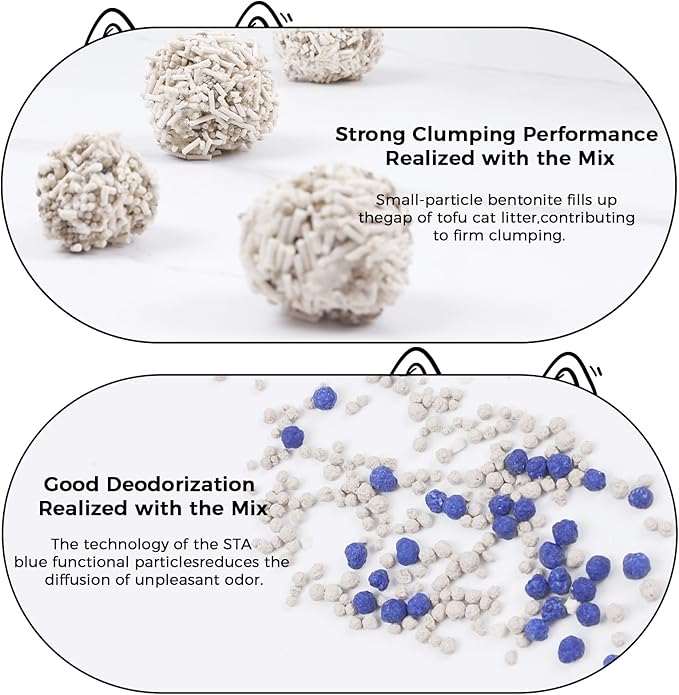 Mixed Cat Litter Fast Clumping,Ultra Absorbent,Natural Ingredients Litter,Water Dissolvable,Dust-Free,Low Tracking Bentonite Tofu Litter Odor Control (Peach, 11 Pounds)