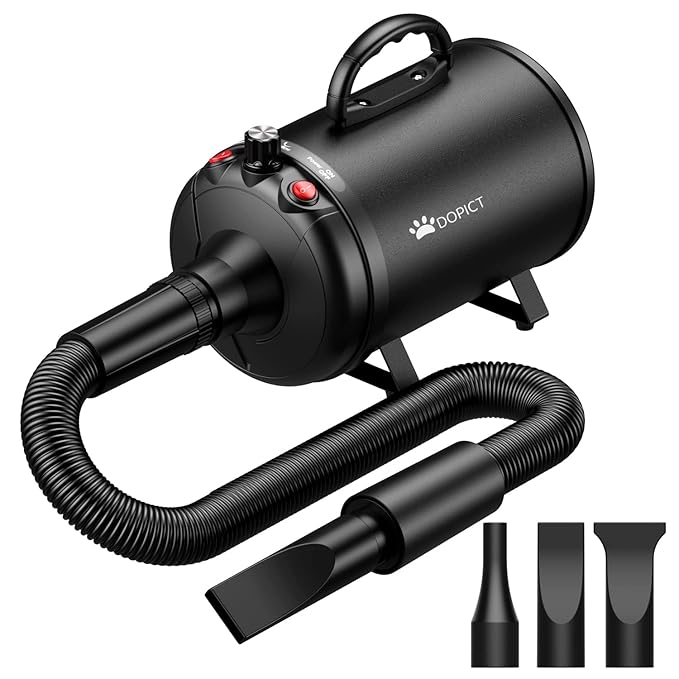 Pet Dryer, 5.2HP/3800W Pet Grooming with Adjustable Speed and Temperature Control Dog Blow Dryer, Pet Hair Dryer with 3 Nozzle
