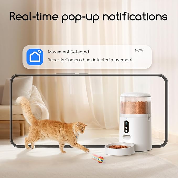 faroro Automatic Cat Feeder with Camera, 3MP HD Video & Night Vision, 5G/2.4G WiFi Smart Pet Feeder with APP Control, 2-Way Audio, Motion Alerts, Low Food Sensor, Timed Cat Feeder for Cats & Dogs, 4L