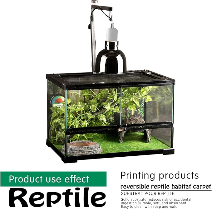 Reptile Carpet, 30 * 12in Pet Terrarium Liner,Reptiles Cage Mat/Substrate for Snakes, Chameleons, Geckos and Kitchen Use(2sheets) with Tweezers Feeding Tongs