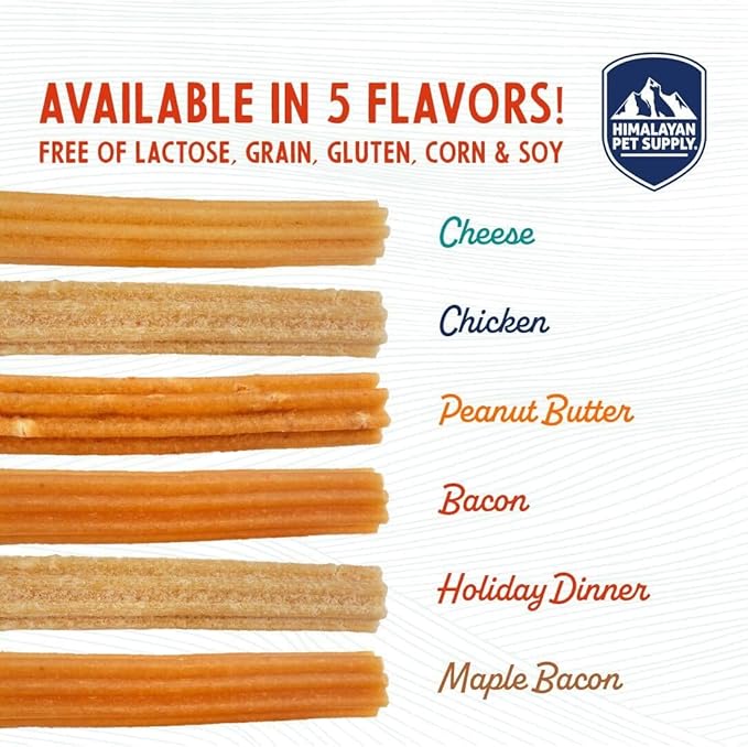 Himalayan Dog Chew Churro Yak Cheese Dog Chews, 100% Natural, Long Lasting, Gluten Free, Healthy & Safe Dog Treats, Lactose & Grain Free, Protein Rich, Real Peanut Butter Flavor, 4 Churros Per Pouch