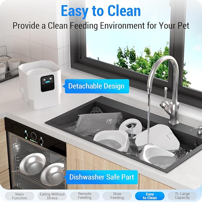 Automatic Cat Feeder with Slow Feed for 2 Cats: 5G WiFi Automatic Dog Feeder with 7L Large Food Storage, Cat Food Dispenser with Alexa for Multiple Pets, Detachable for Easy Cleaning -29 Cup
