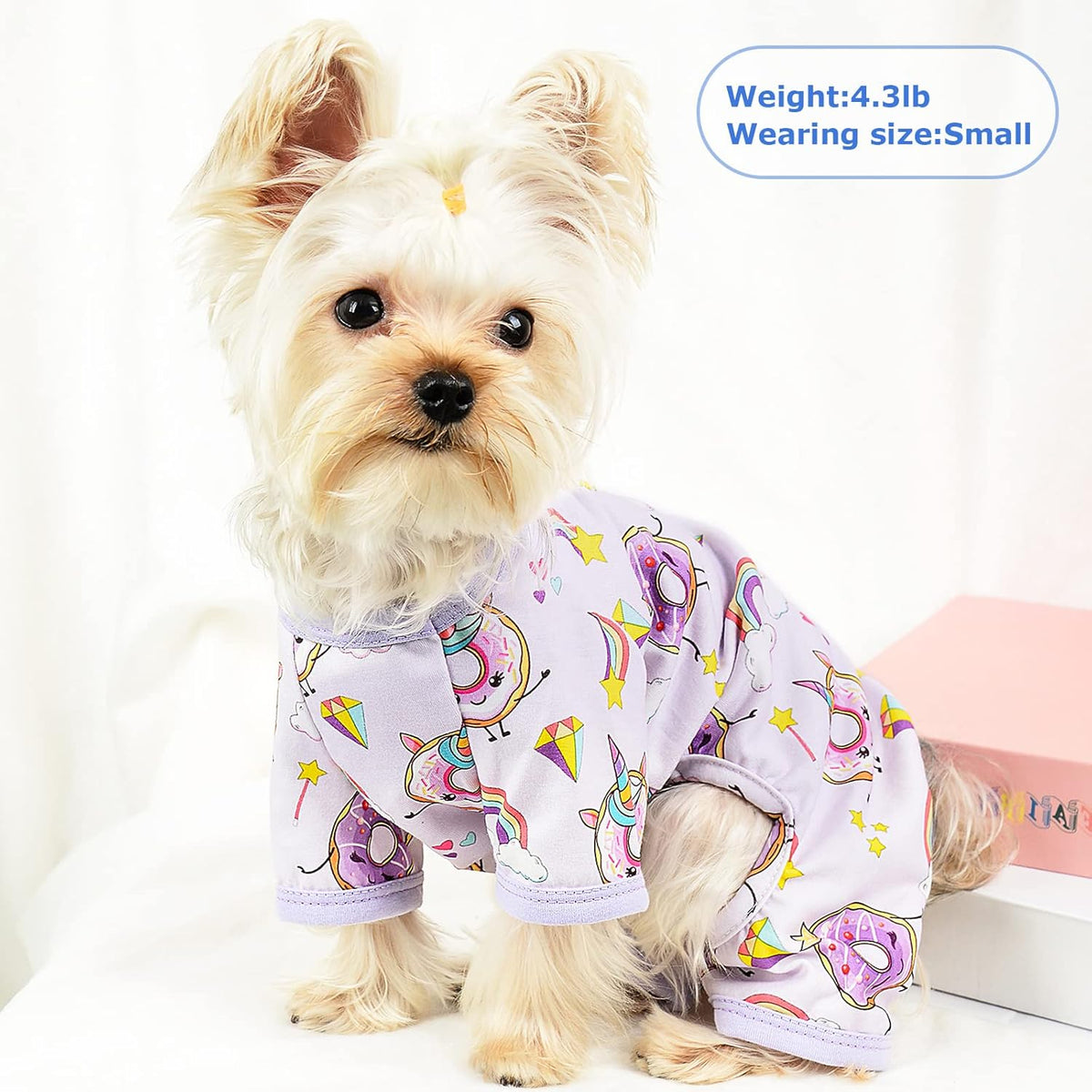 Dog Pajamas Pjs Summer Dog Clothes for Small Dogs Girl - Boy - Medium Size Dogs, Soft Stretchy Puppy Clothes Doggie Onesies Fall Pet Jammies Outfit (Donut Purple, Medium)