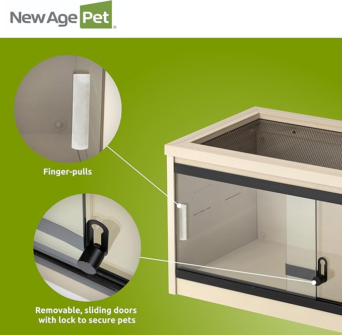 New Age Pet ECOFLEX 24-Inch Mojave Reptile Lounge in Maple - Durable Wood Plastic Composite Habitat with Ventilated Side Panels, Removable Sliding Glass Doors, and Mesh Screen Top