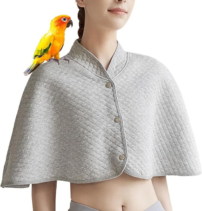 QBLEEV Parrot Anti-Scratch Shoulder Protector, Bird Diaper Poop Cover Pad for Parakeets Cockatiels Conures, Cotton Shawl Cape for Birds to Stand on Shoulders, Pet Arm Guard for Lovebirds Finches Macaw