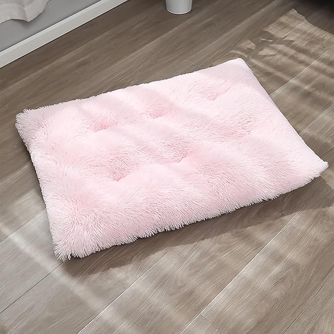Dog Crate Mat, Dog Bed for Large Dogs, Comfy Fluffy Kennel Pad Anti-Slip for Dog beds & Furniture, Quilted Dog Bed for Pets for Medium/Small Dogs Cats (Color : Pink, Size : 43x29)