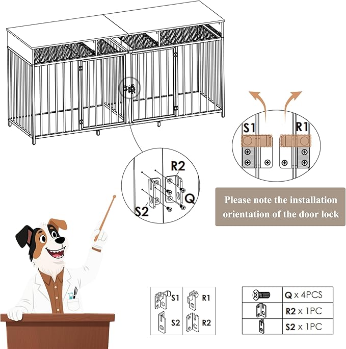 HOSTACK Double Dog Crates Furniture, 71" Wide Indoor Dog Kennel with 3 Drawers, Farmhouse Dog Cage for 2 Large/Medium Dogs, Heavy Duty Dog Crate with Removable Room Divider, Wooden Pet House, White
