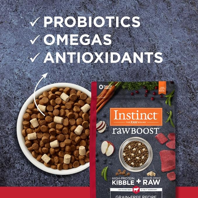 Instinct Raw Boost, Natural Dry Dog Food with Freeze Dried Pieces, High Protein, Grain Free Recipe - Real Beef, 10 lb. Bag