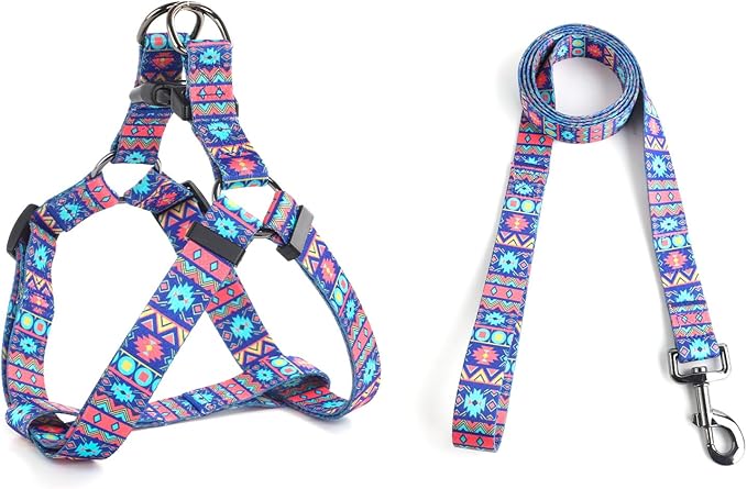 QQPETS Dog Harness Leash Set Adjustable Heavy Duty No Pull Halter Harnesses for Small Medium Large Breed Dogs Back Clip Anti-Twist Perfect for Walking