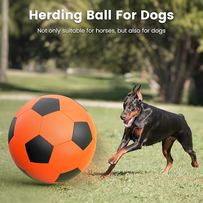 Diman Herding Ball for Dogs: 25 Inch Horse Balls for Outdoor Play, Large Dog Toys Balls for Australian Shepherd, Dogs or Horses, Orange Black
