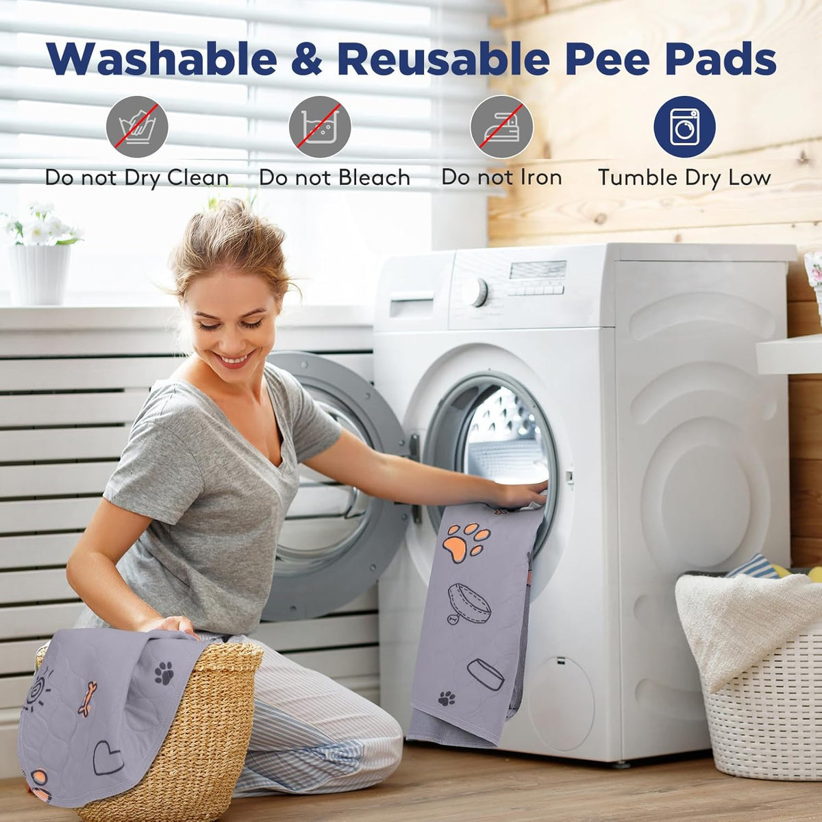 Washable Waterproof Pee Pads for Dogs - 2-Pack Small 18x24 Super Absorbent Reusable Training Pads, Non-Slip & Ideal for Puppies & Dog Playpen, Crate & Potty