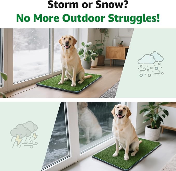 Dog Grass pad with Tray,45”x 29” Indoor Dog Potty with 2 Packs Replacement Artificial Fake Grass-5 Packs Disposable Puppy Pads,for Puppy Training Apartment,Outdoor Use