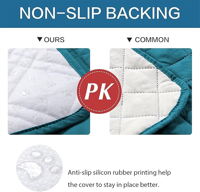 Dog Bed Cover Waterproof Microfiber Quilted Mattress Cover Pet Mat Silicon Non Slip 9 Size Furniture Protectors for Bed Sofa Couch (173 x 208 cm/68 x 82 in,Deep Blue)