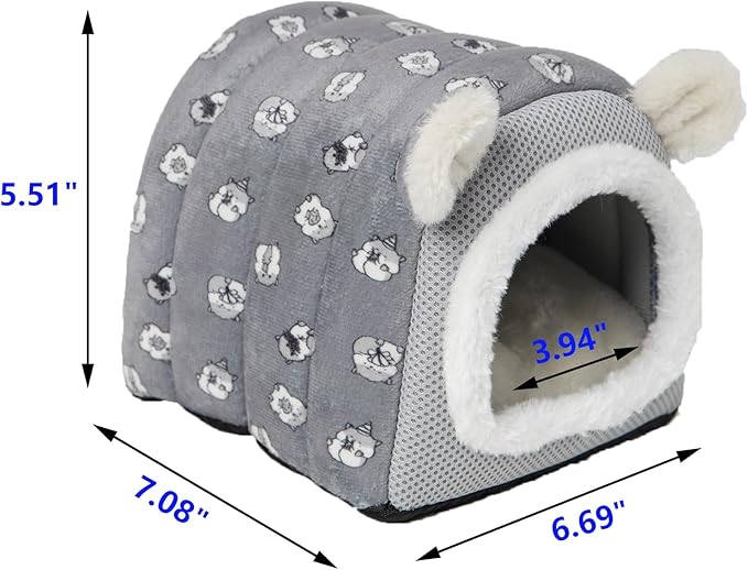 Hedgehog Bed Cave Hideout Hedgehog House Hedgehog Accessories, Hamster Small Animals Cage Supplies Warm House (Grey)