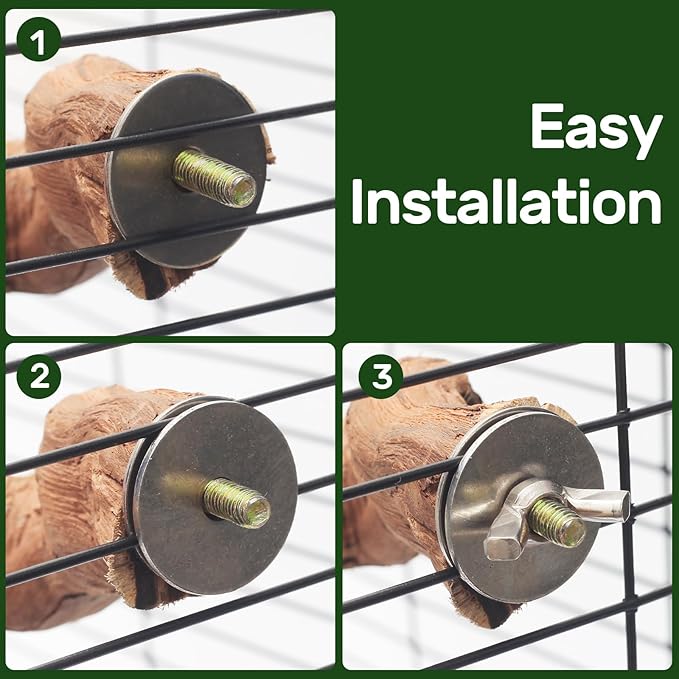 4-Piece Bird Perch Set with Rotating Ball Stand - Natural Wood Bird Gym & Playground for Parrots, Cockatiels, Budgies