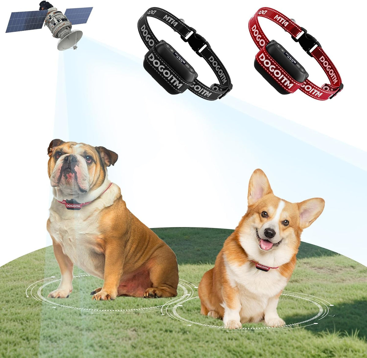 Wireless Dog Fence for 2 Dogs, GPS Wireless Dog Collar with 3 Correction Mode, Pet Containment System with AI Smart Signal, Electric Dog Fence Collar for Outdoor Use(2 Collars)