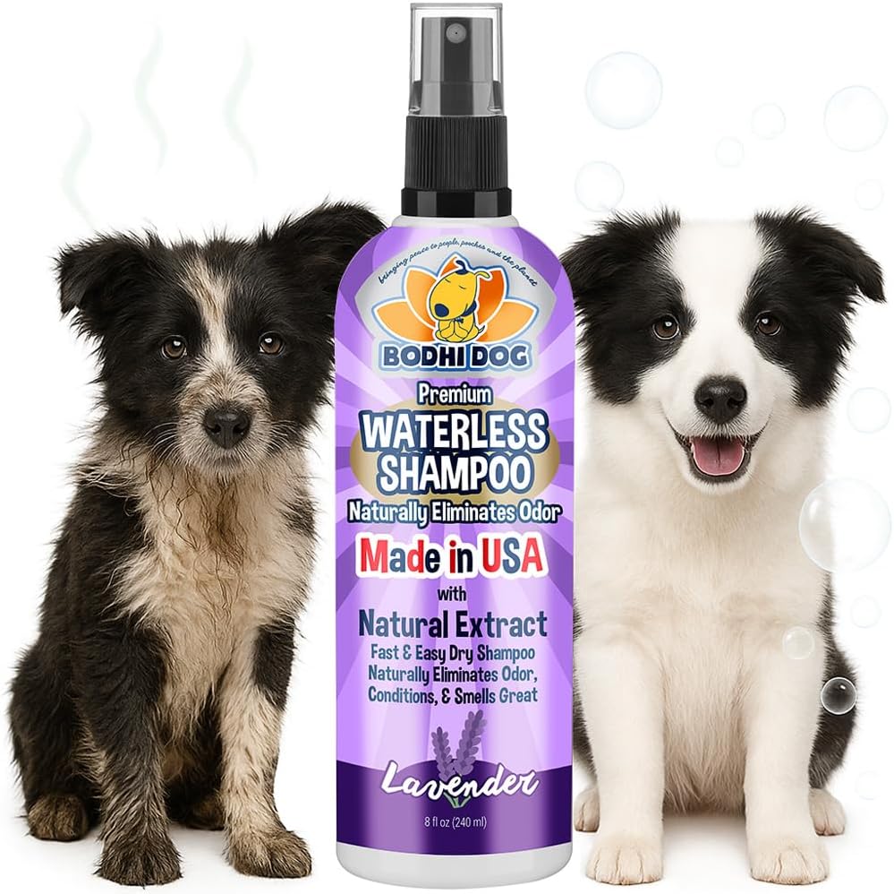 Bodhi Dog Waterless Shampoo - Natural Dry Shampoo for Dogs & Cats - Neutralizes Pet Odor - No Rinse Required - Made of Natural Extracts - Safe for Sensitive Skin - Made in USA - Lavender (8 Fl Oz)