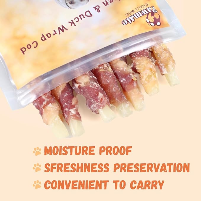 Triple Flavor Dog Treats, Chicken Duck Wrapped Cod Sticks, Rawhide-Free Grain-Free Soft Chewy Treats Natural Ingredients, Training Snacks for Small Medium Large Dogs, 15-17 Counts, 10.6 oz