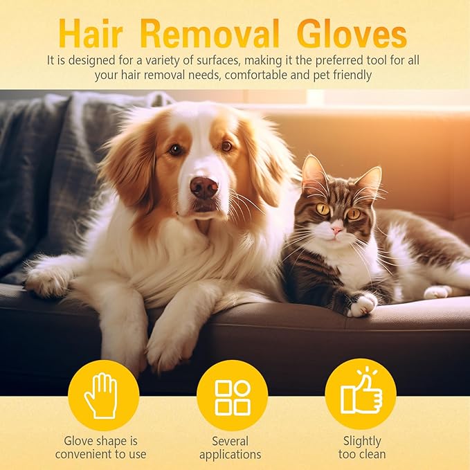 Pet Hair Removal Gloves, 2025 pet Hair Remover, electrostatic Gloves pet Hair, pet Grooming Gloves, cat and Dog Hair Remover, Reusable Pet Hair Remover Tool for Clothing, Couch, Carpet, Car Seat