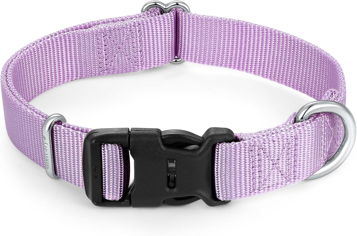 Mikivery Nylon Dog Collar with Quick Release Buckle Soft Adjustable Sturdy for Small Medium Large Dogs Violet,L