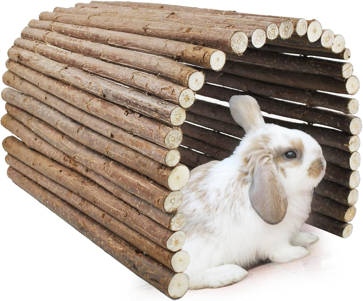 kathson Rabbit Wooden Bridge(20.0 x 11.8 inches),Guinea Pig Wood Tunnel Large Bunny Ladders Small Animal Flexible Hideout for Hamster Chinchillas Guinea Pig Hedgehog and Other Rodents