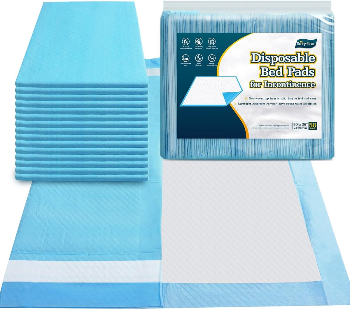 100 Count Bed Pads 30"x36" (No Adhesive Strip) Thicken Adults Incontinence Underpads Disposable, Heavy Duty Absorbent Chucks Waterproof, XL Extra Large Puppy Pee Training Pad
