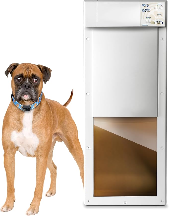 Power Pet Automatic Electronic Pet Door by High Tech Pet - Pet Operated Dog Door, High Security, Air Tight, for Large Dogs 30-100 lbs. (12 1/4" x 16" Pet Opening), Door Mount, Easy Install - PX-2DM