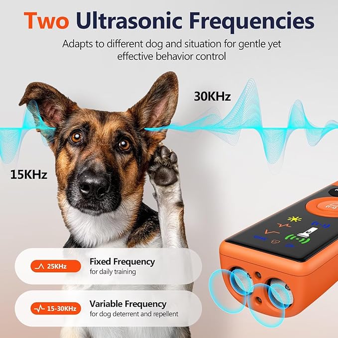 Ultrasonic Dog Bark Deterrent Device, Anti-Barking Control Device with LCD Screen & 3 Modes, Dog Training Tools to Stop Bad Behaviors, Safe Trainer Up to 35ft for Indoor Outdoor Use-01