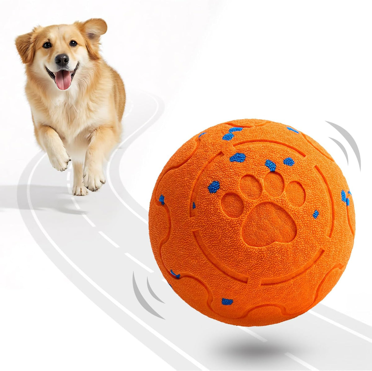 Dog Balls: Interactive Dog Ball Auto Rolling - Interactive Dog Toys for Aggressive Chewers - Bouncy & Throwable, Type-C Rechargeable, Washable, for Small & Medium & Large Dogs – Orange