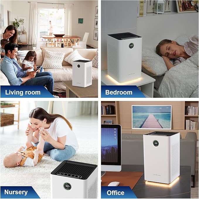 Jafända Air Purifiers for Home Large Room, Smart WiFi and Alexa Control, True HEPA 13 Filter Air Cleaner with Activated Carbon, 1190 Ft², Remove Dust Pollen Smoke Odors, Quiet Sleep Mode 23dB