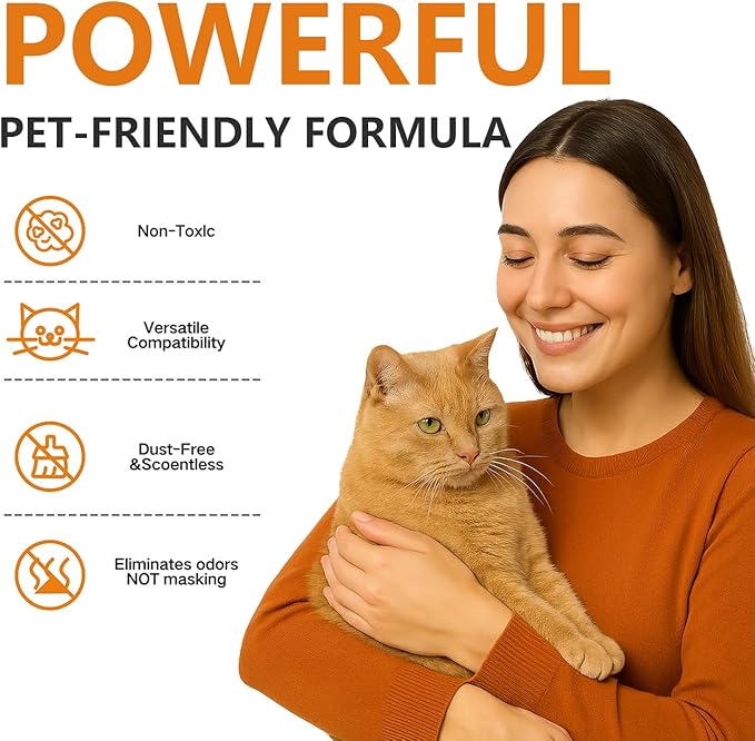 Cat Litter Deodorizer - Advanced Fragrance-Free Odor Control for Sensitive Cats - Reduces Scooping, Extends Litter Use - Hypoallergenic Formula Ideal for Multi-Cat Homes