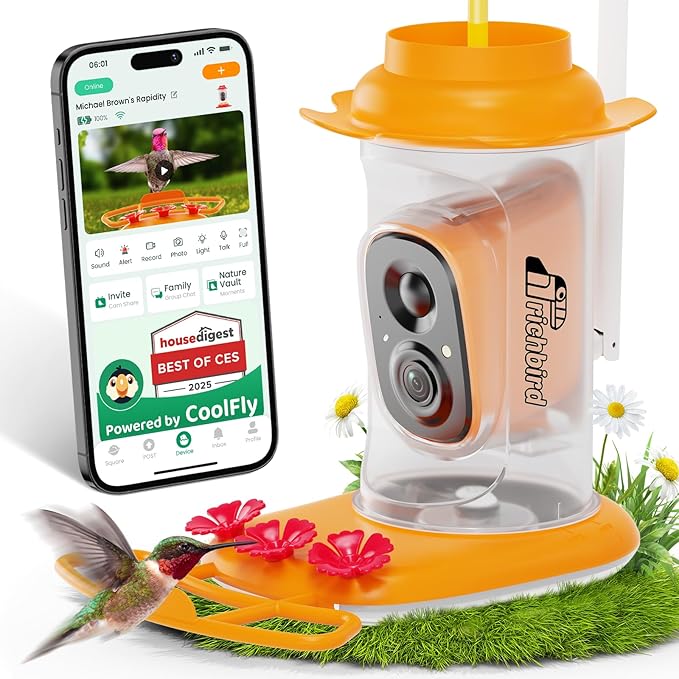 Smart Hummingbird Feeder with Camera Solar Powered, AI Identify, Instant Notification, Leakproof & Ant Moat Bird Feeder with Camera, Hummingbird Feeders for Outdoors, Gift for Bird Lovers (20 oz)