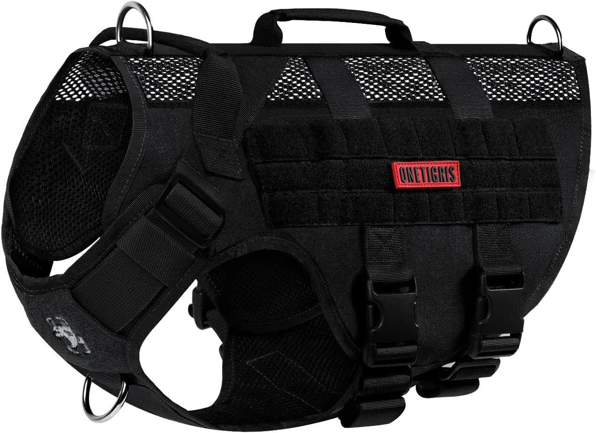 OneTigris No Pull Dog Harness for Small Dog, Mesh Design Breathable Military Dog Molle Vests with Handles, Service Dog Vest Harness for Walking Hiking Training