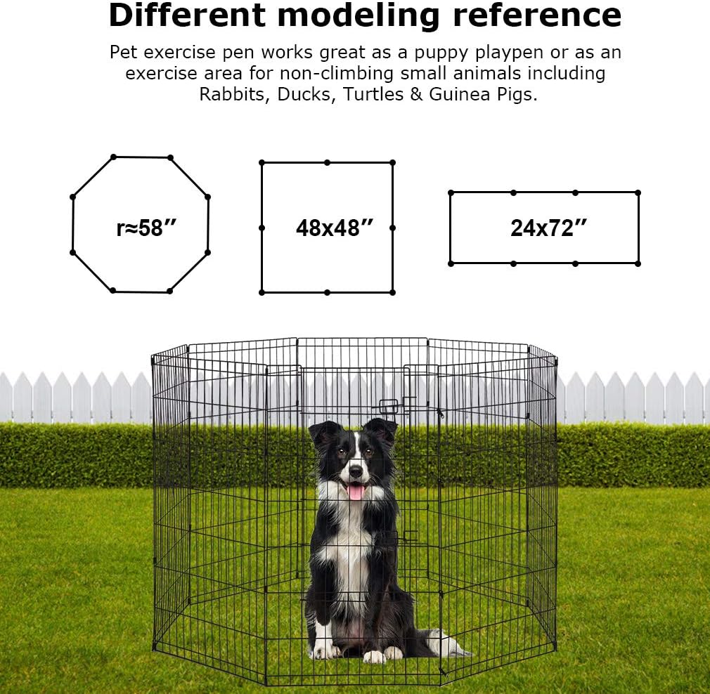 48 Tall Dog Playpen Crate Fence Pet Play Pen Exercise Cage -8 Pane