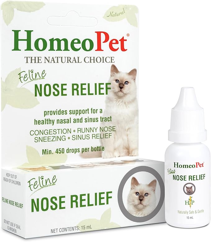 HomeoPet Feline Nose Relief, Safe and Natural Nasal and Sinus Supplement for Cats, 15 Milliliters