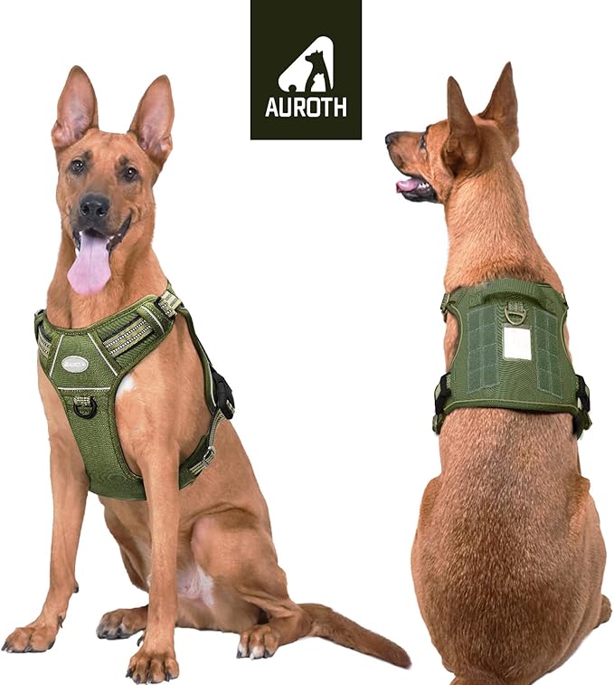 AUROTH Tactical Dog Harness for Large Dogs No Pull Adjustable Pet Harness Reflective K9 Working Training Easy Control Pet Vest Military Service Dog Harnesses