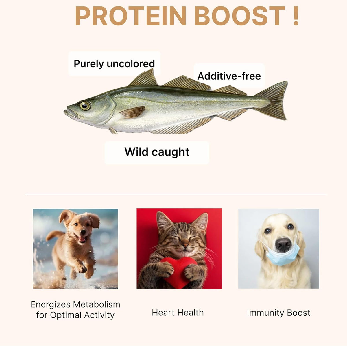 Puppyluv Treat - Air Dried Pollock Dog & Cat Treats, Wild Caught, Single Ingredient, Natural High Protein & Fish Oil, Grain Free, Gluten Free, 2.5oz