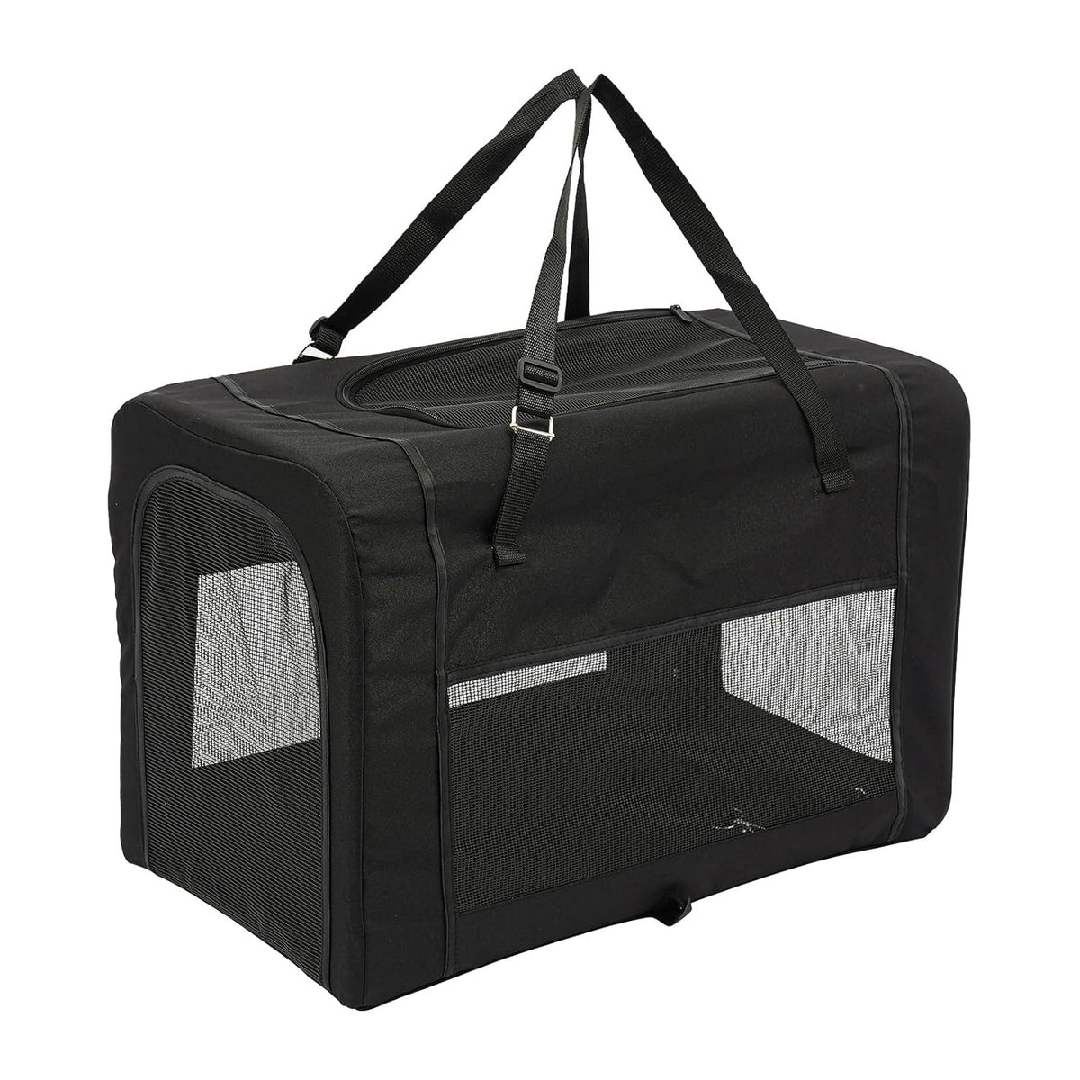 2-Layers Pet Stroller for 2 Cats/Dogs,Foldable Lightweight 77lbs Capacity Carrier, 4 Wheels, Removable Basket & Storage Pocket,for Small Pets (Black)