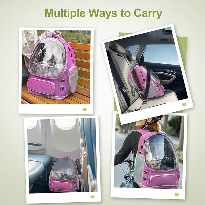 Expandable Cat Backpack,Cat Bubble Backpack Carrier for Carrying Cats, Pets and Small Dogs,Airline-Approved,Designed for Travel, Hiking, Walking,Car （Pink