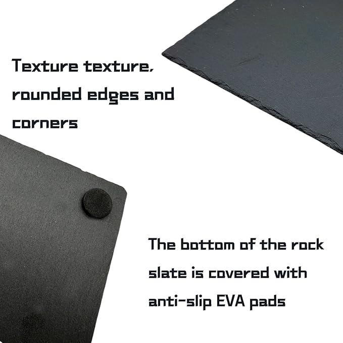 Reptile Basking Platform Tortoise Rock Plate 9.8’’x4.7’’ Feeding Food Bowl Slate Dish Turtle Bathing Resting Terrace for Lizard Bearded Dragon Chameleon Gecko Snake Frog Newt