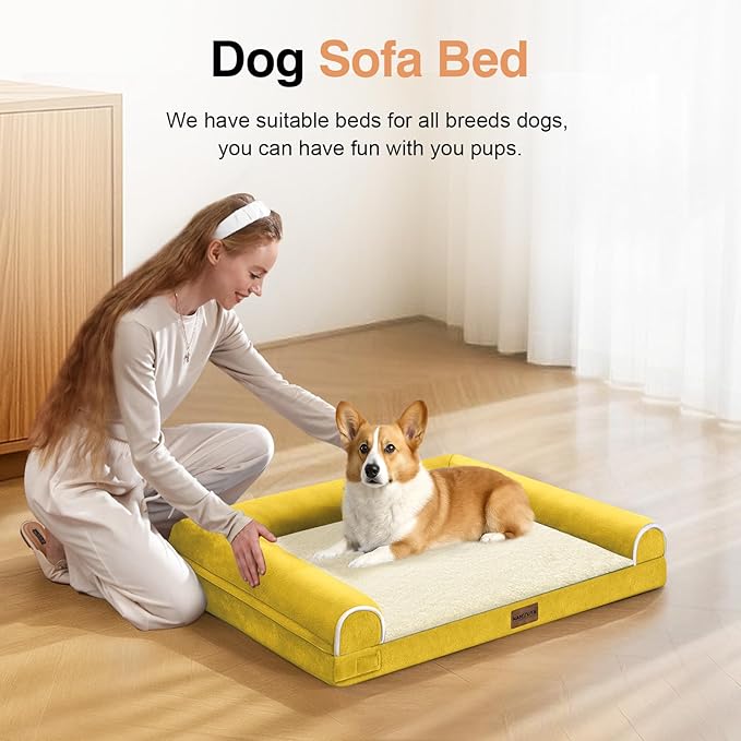 Small Dog Bed Orthopedic Washable: Beds Bolster Small Sized Dogs Bed Egg Crate Foam Couch Sofa Waterproof with Removable Cover - Ginger