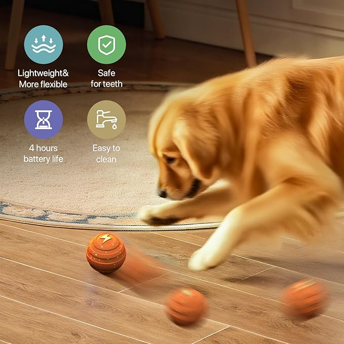 Interactive Dog Toys Balls Moving - Smart Automatic Bouncing Interactive Dog Ball, Durable Pet-Safe E-TPU Material, IPX7 Waterproof, Anti Boredom Dog Toys to Keep Them Busy for Large and Small Dogs