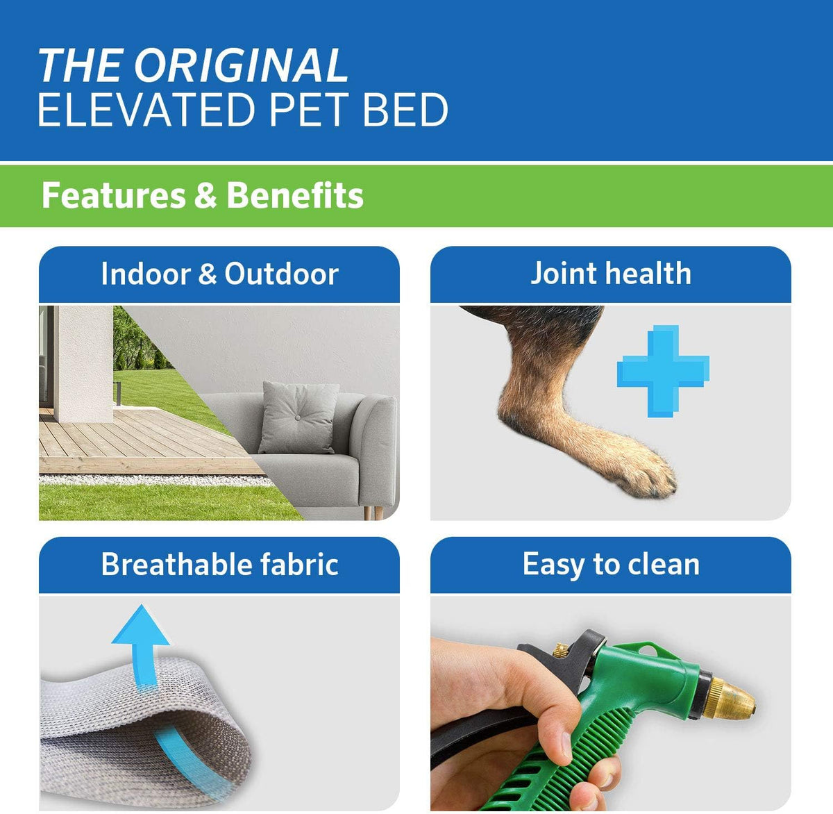 Coolaroo The Original Cooling Elevated Pet Bed, Medium, Brunswick Green
