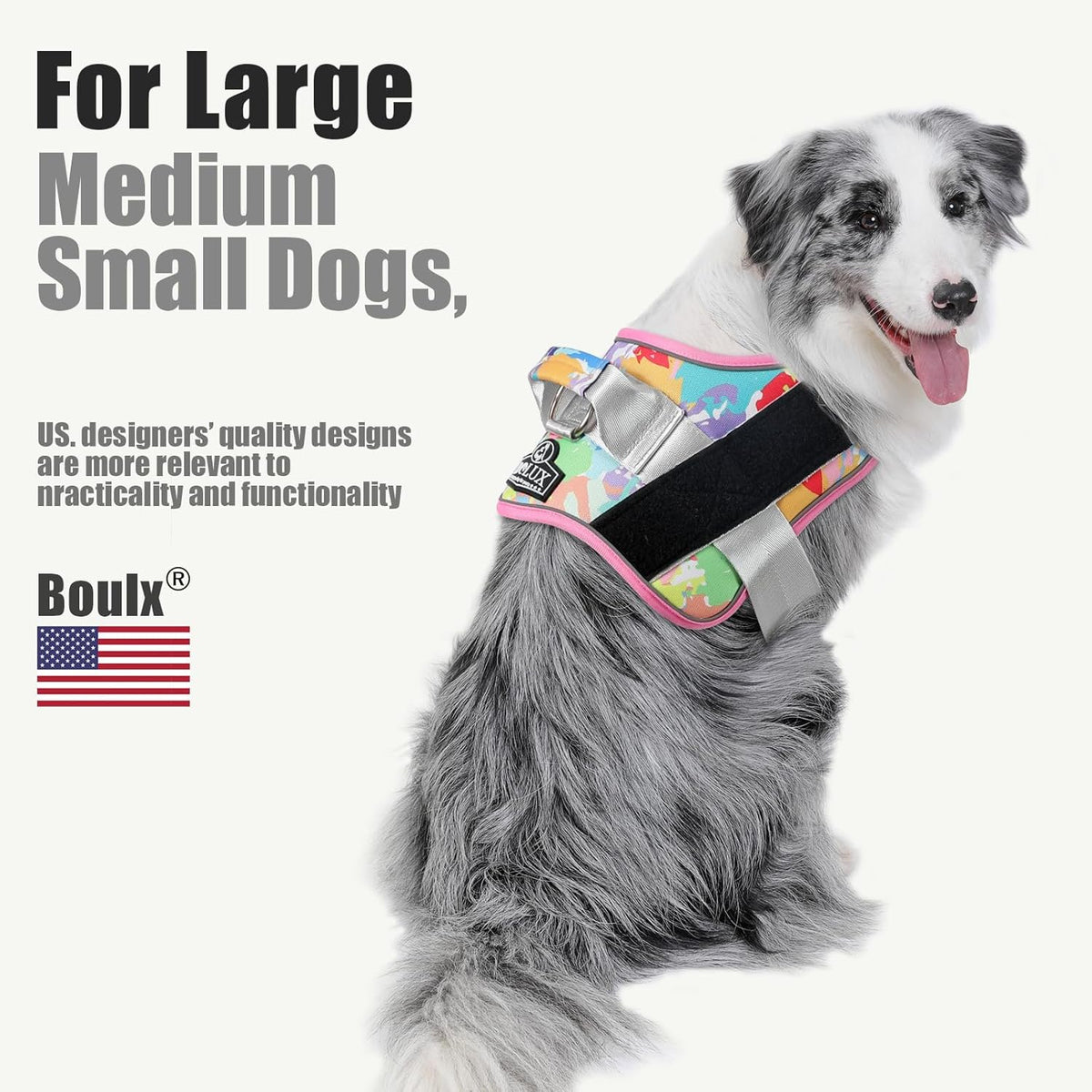 Bolux Dog Harness, No-Pull Reflective Dog Vest, Breathable Adjustable Pet Harness with Handle for Outdoor Walking - No More Pulling, Tugging or Choking (XX-Large (Pack of 1), OilPainting)