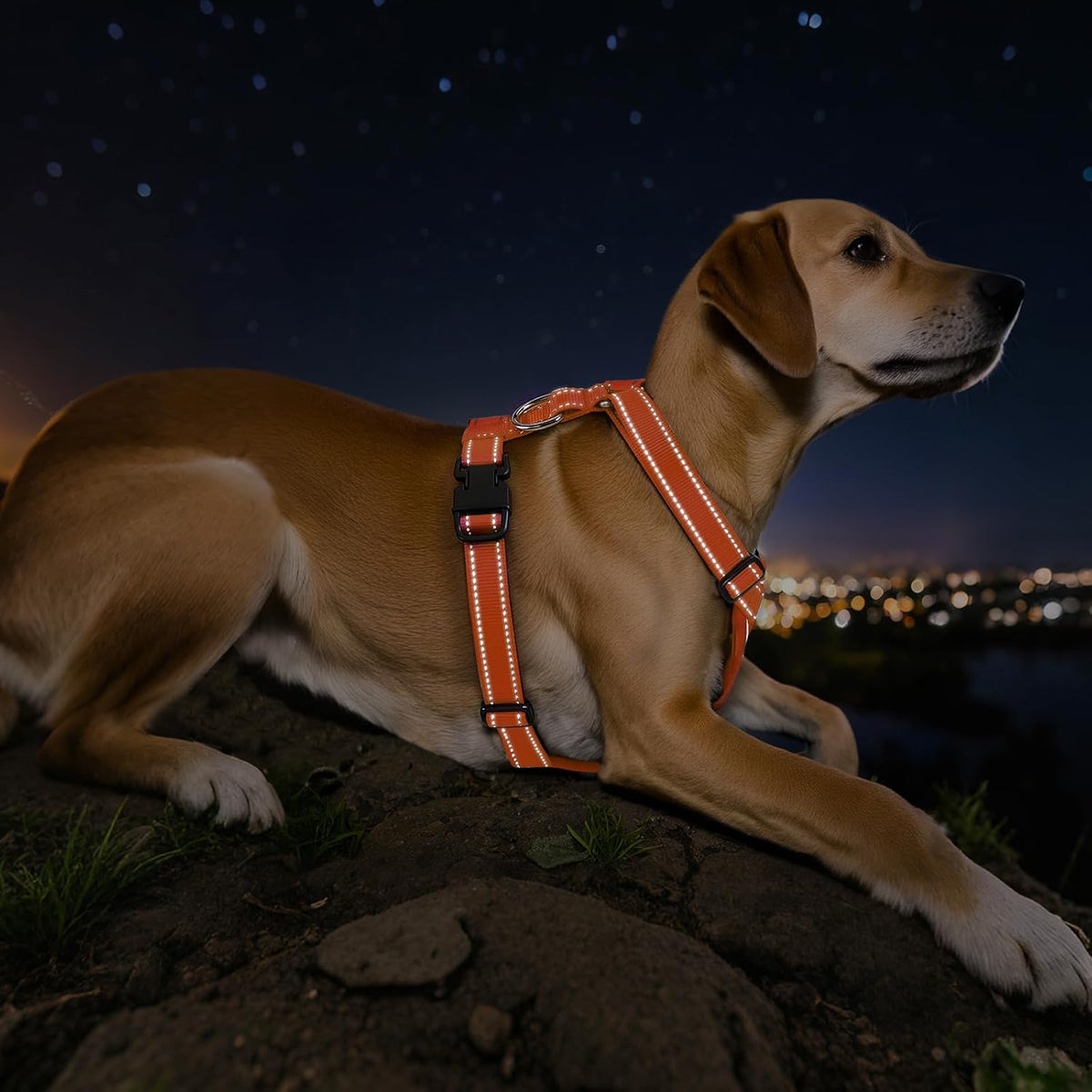 Dog Seat Belt Harness for Car, Dog Car Harness Adjustable Mesh Breathable & Dogs Seatbelt Safety Tether with Elastic Bungee for Small Medium Large Pets(Orange, XL)