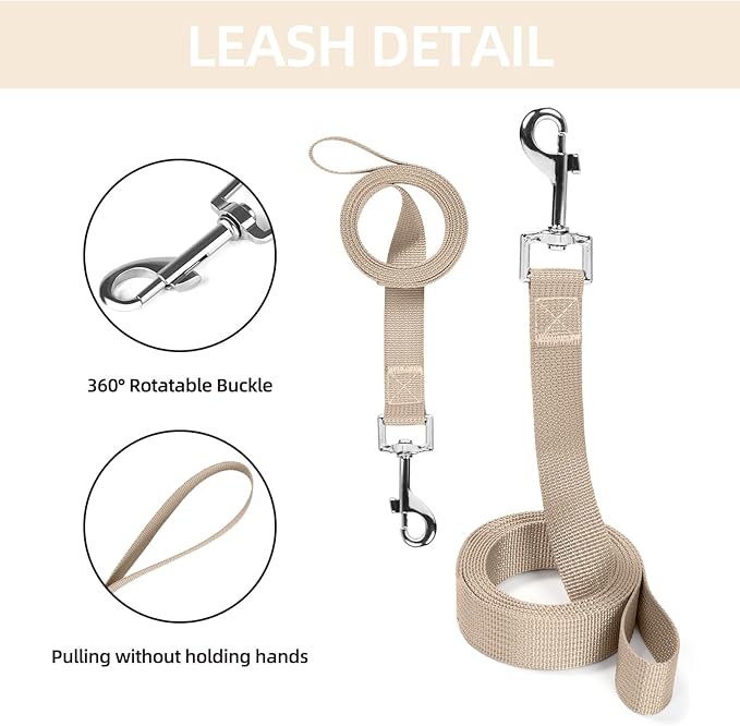 Small Dog Harness and Leash Set, Breathable Mesh Puppy Harness, Adjustable Dog Harness for Small Medium Large Dogs, No-Pull Pet Harness for Daily Walking (Faint Yellow, X-Large)