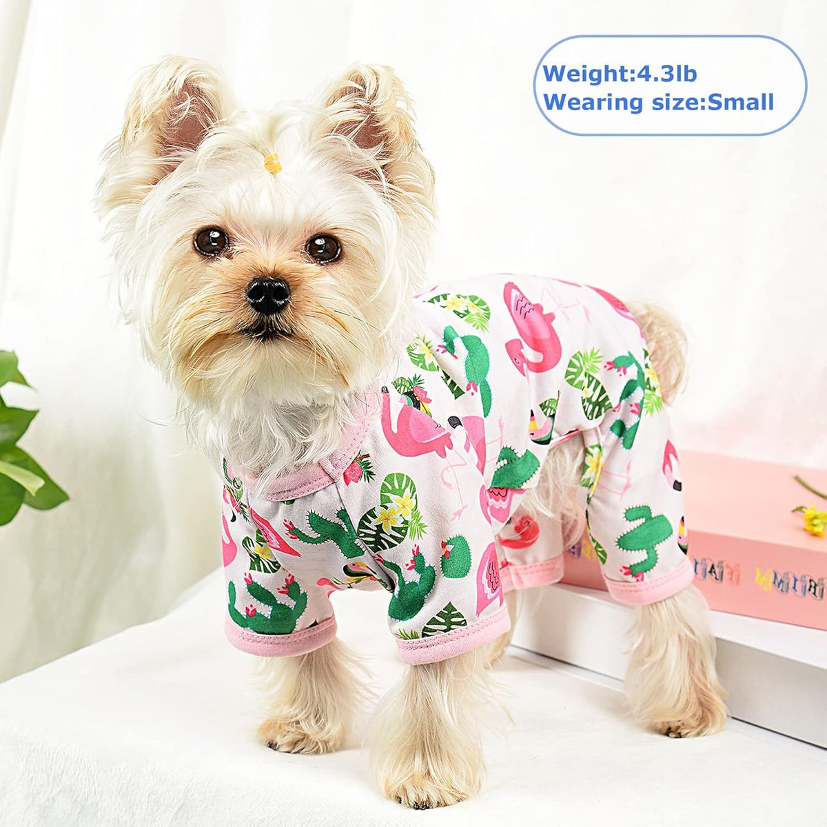 Dog Pajamas Pjs Summer Girl Dog Clothes for Small Dogs Girl - Boy - Medium Size Dogs, Soft Cute Puppy Clothes Fall Dog Onesies Cat Pet Jammies Outfit for Chihuahua Yorkie(Pink, Small)